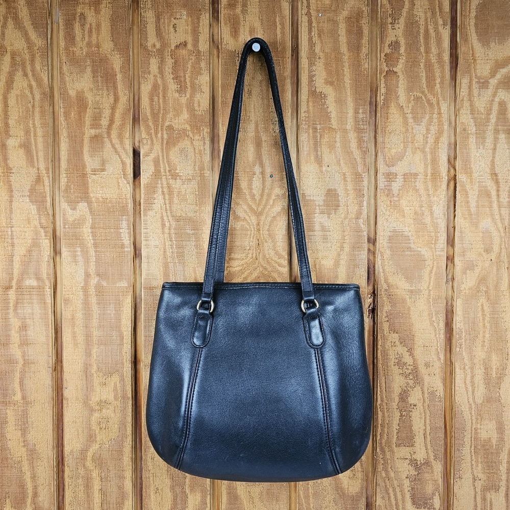 Vintage COACH #9996 Black Leather "Medium Framed Pouch" Purse Handbag